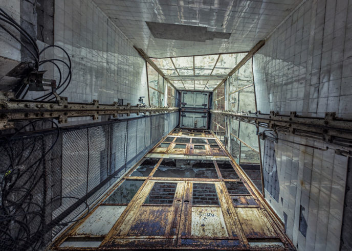 abandoned elevator in  hospital