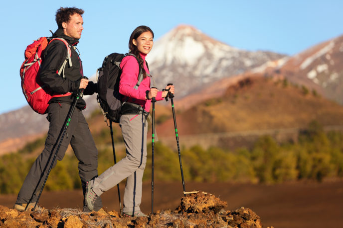 Hikers people hiking - healthy active lifestyle