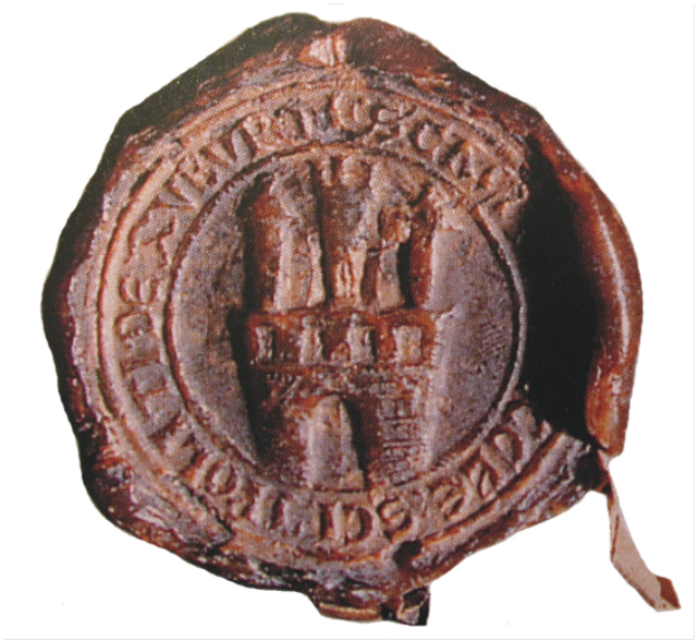 Pečať zoborského opátstva zo 14. storočia.