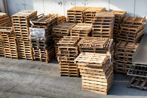 A stacked wooden pallets