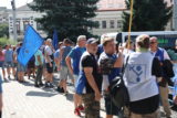 Zamestnanci U. S. Steel Košice počas pochodu spojeného s mítingom v Košiciach na podporu svojich kolektívnych vyjednávačov z Rady odborov OZ KOVO z dôvodu štrajkovej pohotovosti, vyhlásenej odborármi v spoločnosti kvôli mzdovému dodatku k platnej kolektívnej zmluve a k otázke týždenného pracovného času zamestnancov. Odborári požadujú zachovanie súčasnej dåžky týždenného pracovného času zamestnancov. Košice, 2. august 2021.