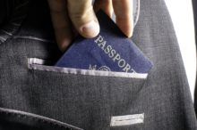 Passport in suit pocket