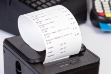 Receipt Printer with paper shopping bill.