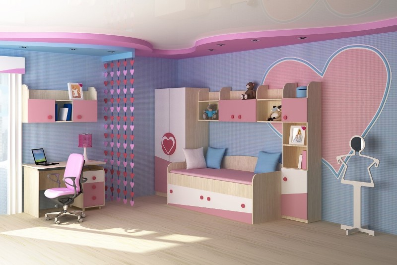 Дизайн детской комнаты для девочек Модерн
