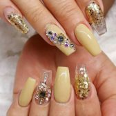 Glitter gold and yellow cute ballerina nail design bmodish.jpg