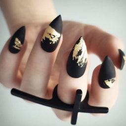 Gold foil gorgeous nails black matte base.jpg