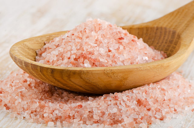 Himalayan Pink Salt In Wooden Spoon