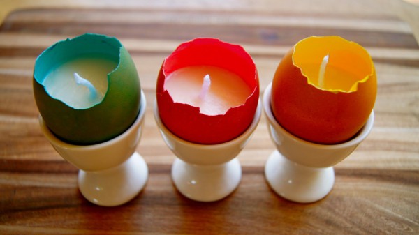 Easter candles egg shells flash colours white egg cup.jpg