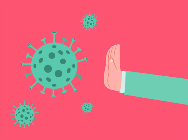 Concept of Corona virus prevention.Vector flat illustration.