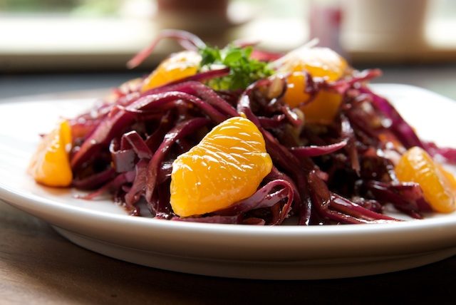 Marinated Red Cabbage Salad with Walnuts and Mandarin Oranges