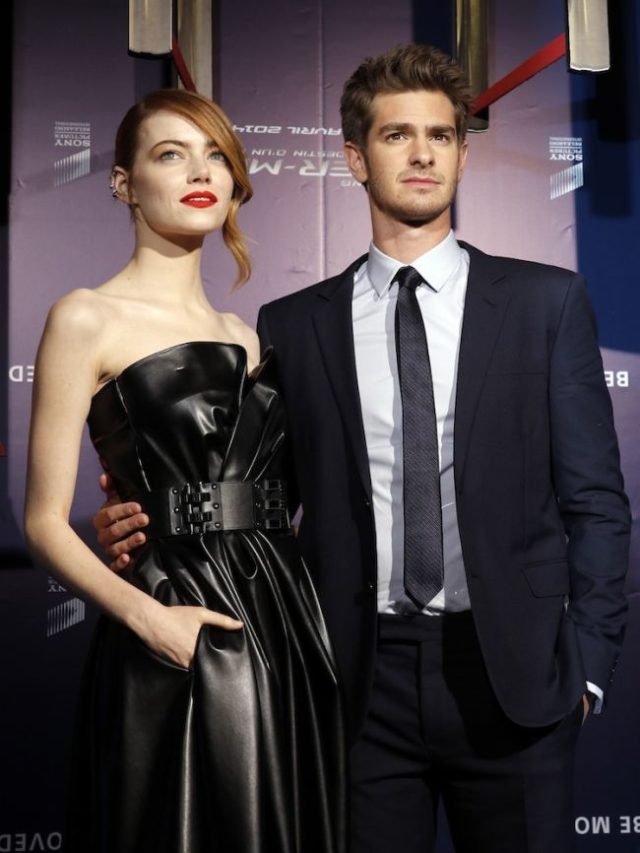 Emma Stone a Andrew Garfield na premiére Amazing Spider Man 2 v Paríži