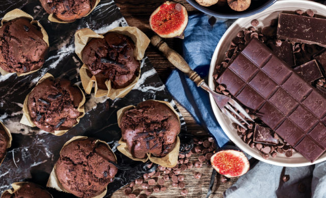 čokoládové muffiny, koláč