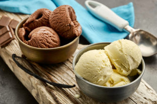 čokoládová zmrzlina, vanilková zmrzlina