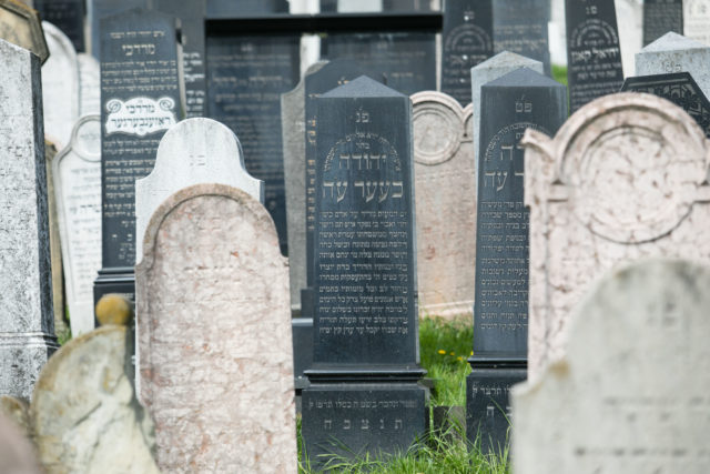 Židovský ortodoxný cintorín na bratislavskej Žižkovej ulici počas tlačovej besedy Bratislavského samosprávneho kraja na tému: Stratené mesto - záchrana starého židovského cintorína