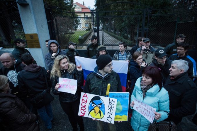 Protest voči agresii Ruskej federácie na Ukrajine