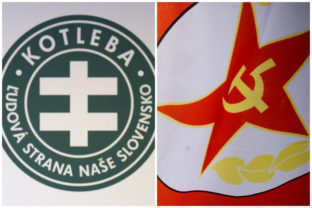 Logo Ľudovej strany Naše Slovensko a Komunistickej strany Slovenska