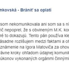 Monika Jankovská, status, facebook