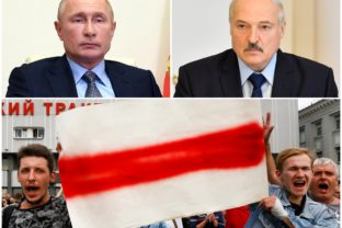 Vladimir Putin, Alexander Lukašenko, protesty v Bielorusku