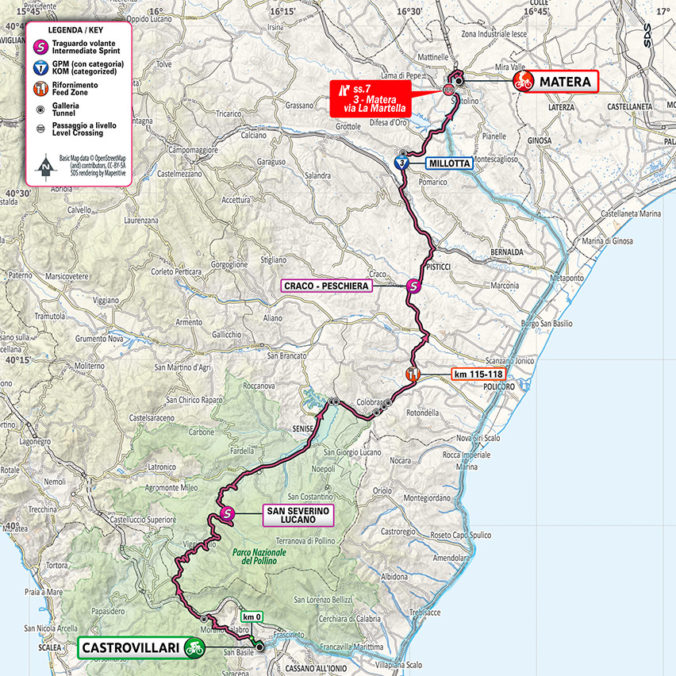 Giro d'Italia 2020 - 6. etapa (Castrovillari - Matera), mapa