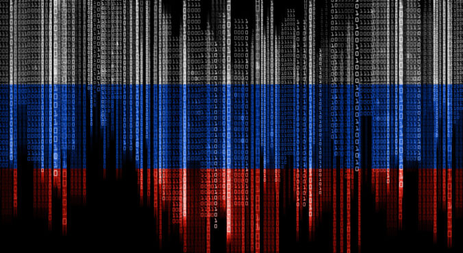 Binary system code in colors of russian flag