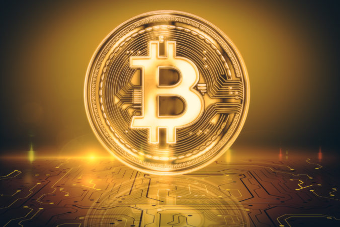 Golden bitcoin background