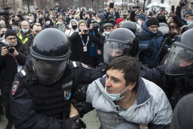 Masívne protesty za prepustenie Navaľného z väzenia sa konali naprieč Ruskom. Polícia zatkla viac ako dvetisíc ľudí. Rusko, 23. január 2021.