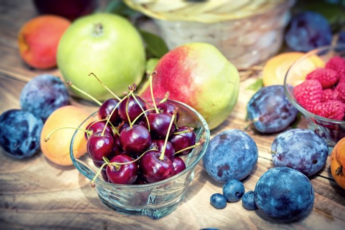 Vegetarian food, Healthy diet (eating) - fresh organic fruits