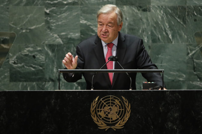 United Nations Secretary General Antonio Guterres addresses the 76th Session of the U.N. General Assembly in New York City