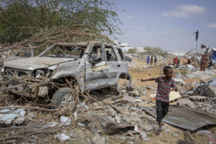 Pictures of the Week Global Photo Gallery A young boy runs past the wreckage of a vehicle destroyed in an attack on police and checkpoints on the outskirts of the capital Mogadishu, Somalia, Wednesday, Feb. 16, 2022. The attack by the al Shabab extremist group on Wednesday killed five people and wounded 16, police said.