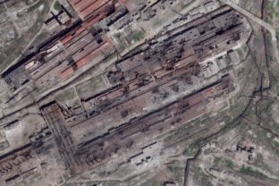 This satellite image from Planet Labs PBC shows damage at the Azovstal steelworks in Mariupol, Ukraine, Wednesday, April 27, 2022. ()