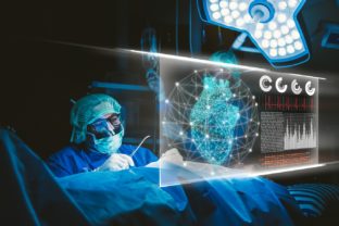 Digital Composite Image Of Doctor Working In Hospital