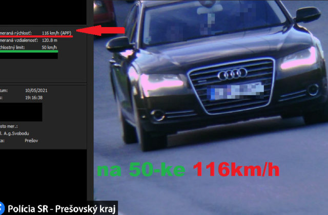 Vodič v Prešove mal poriadne naponáhlo, povolenú rýchlosť v meste prekročil až o 66 km/h