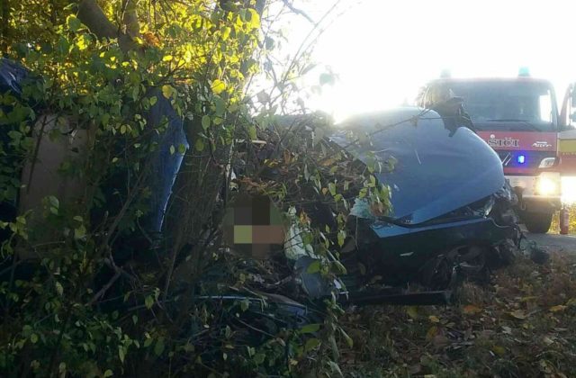 Pri Hronskom Beňadiku došlo k tragickej nehode, náraz auta do stromu neprežil jeden človek