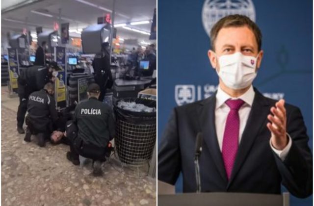 Premiér Heger obhajuje zásah policajtov v supermarkete proti provokatérom bez rúška