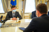 a predseda vlády SR Eduard Heger počas rokovania v rámci pracovnej návštevy predsedu vlády SR na Ukrajine. Bratislava, 28. máj 2021.