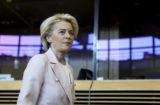 Russia European Commission President Ursula von der Leyen arrives for the weekly College of Commissioners meeting at EU headquarters in Brussels, Wednesday, April 27, 2022. Russia opened a new front in its war in Ukraine on Wednesday, cutting two European Union nations that staunchly back Kyiv off from its gas, a dramatic escalation in the conflict that is increasingly becoming a wider battle with the West. Ukraine War EU Gas