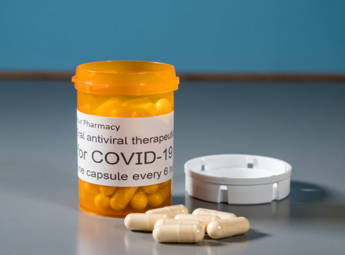 Antivirotikum tabletkou na liečbu ochorenia COVID 19 Concept of a new oral antiviral therapeutic treatment for Covid 19 virus